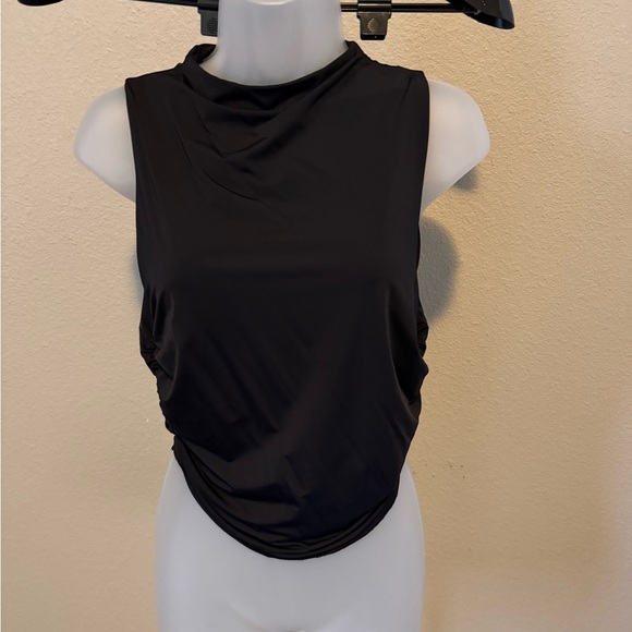 Lulus Black NWOT two piece scrunched skirt set Sz L - Picture 2 of 13